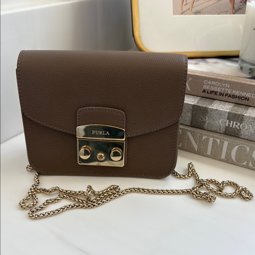 Furla Taupe/Brown Crossbody Bag